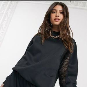 ADIDAS SATEEN BLACK LACE CREWNECK💣💣💣